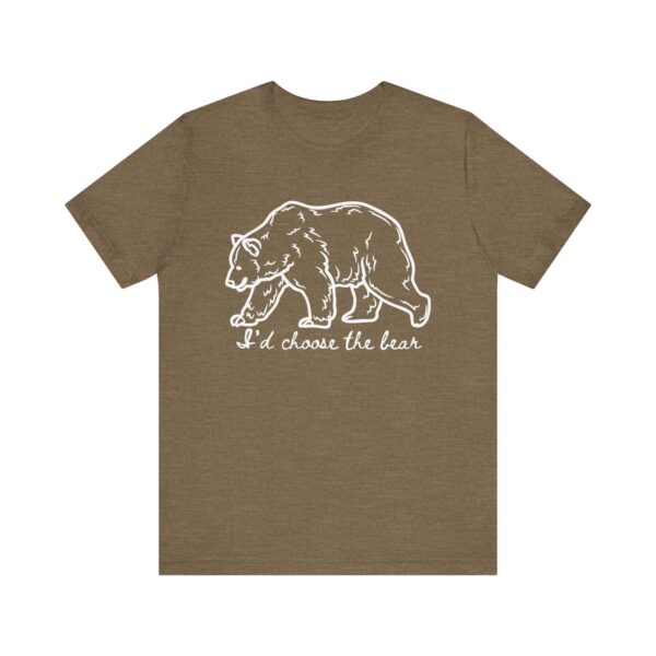 I'd choose the bear - 4B shirt - bear v man in forest