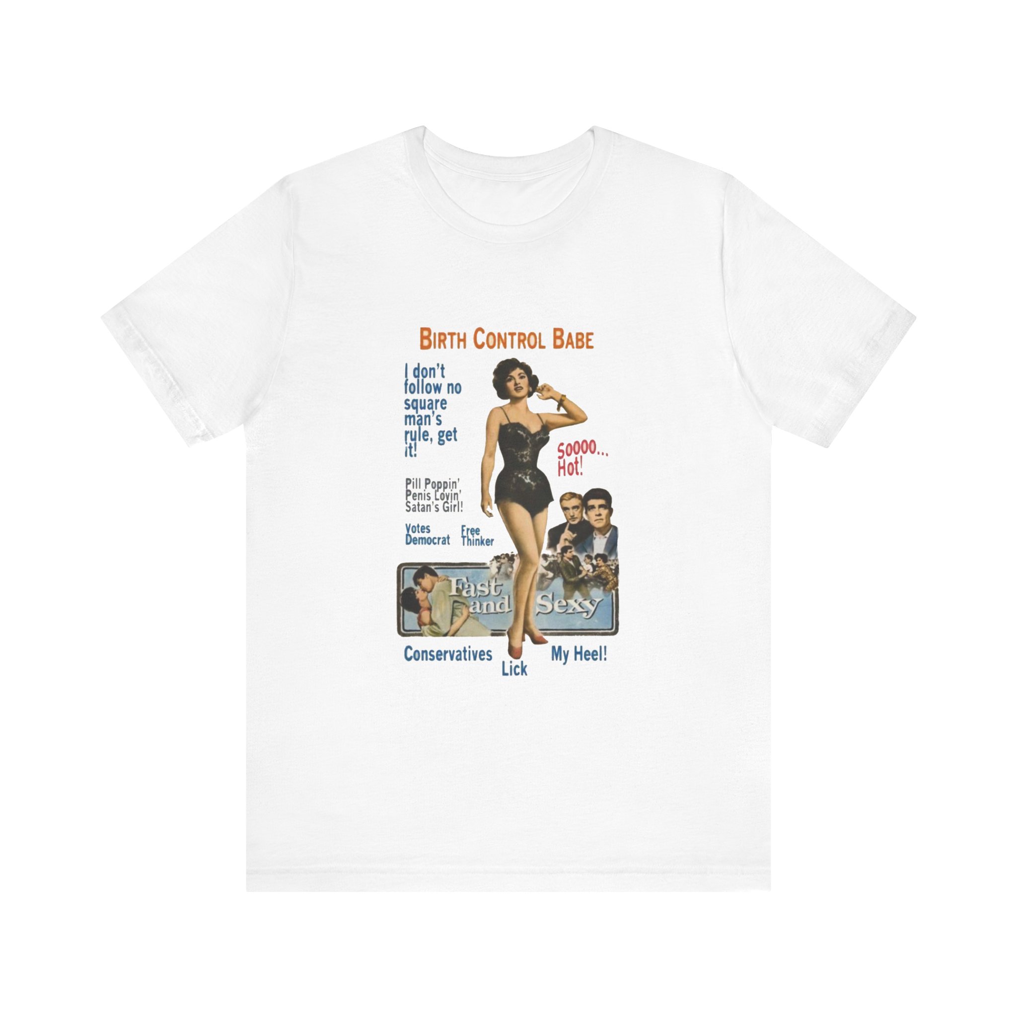 Birth Control Babe - feminist shirt with vintage style pinup girl art, retro pinup Tshirt, vintage feminist tee - Image 18