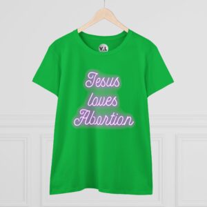 Jesus Loves Abortion in pink neon lights, Women's rights shirt for women's day 2024 protest shirt roe v wade christian extremists - Image 13