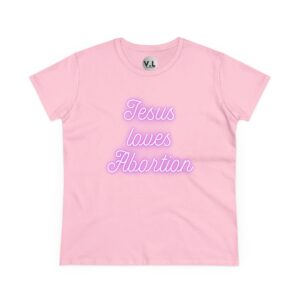 Jesus Loves Abortion in pink neon lights, Women's rights shirt for women's day 2024 protest shirt roe v wade christian extremists - Image 21