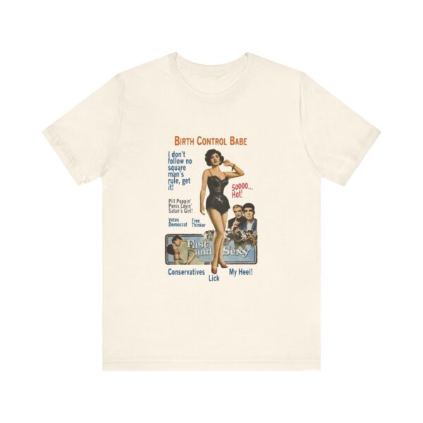 Birth Control Babe - feminist shirt with vintage style pinup girl art, retro pinup Tshirt, vintage feminist tee