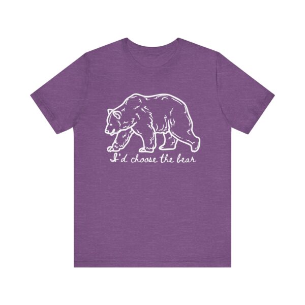 I'd choose the bear - 4B shirt - bear v man in forest